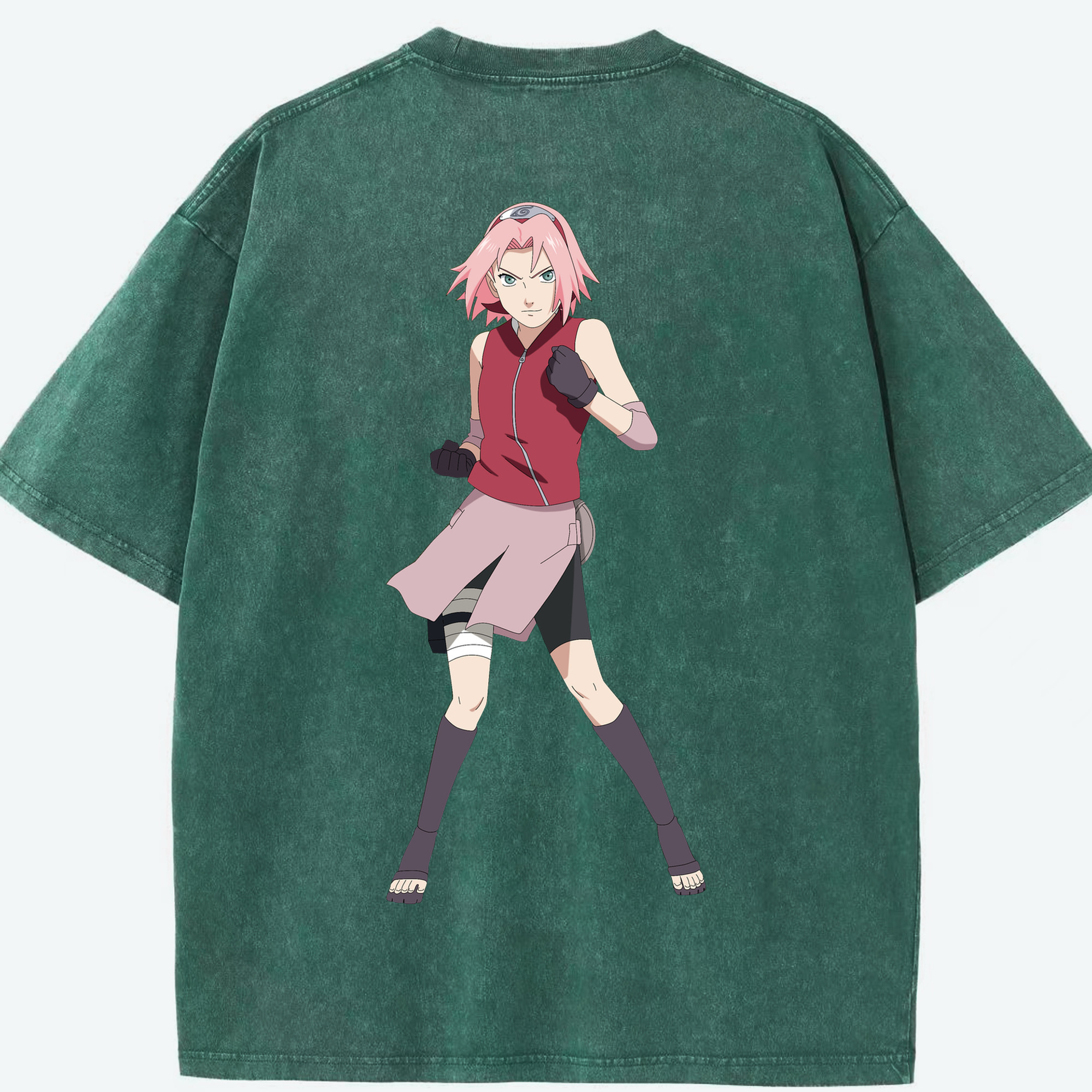（画像用） NARUTO -ナルト- 春野サクラ Haruno Sakura 綿100% ヴィンテージ風 半袖Tシャツ（背面プリント）